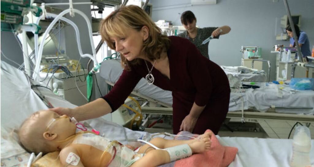 Adi Roche pictured in Ukraine. Photograph: Dan McLoughlin