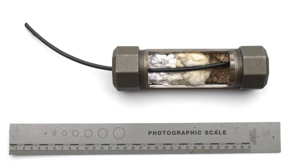 A file image showing the inside of a pipe bomb. Photograph: British Army/Reuters