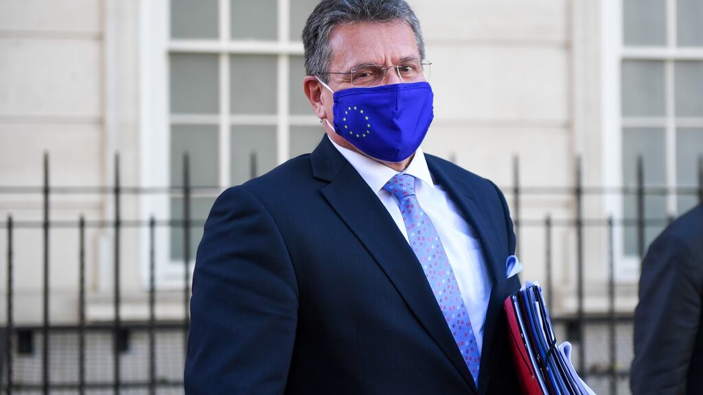 Maros Sefcovic, a vice-president of the European Commission, departs from Europe House in London last week. Photograph: Chris J Ratcliffe/Bloomberg