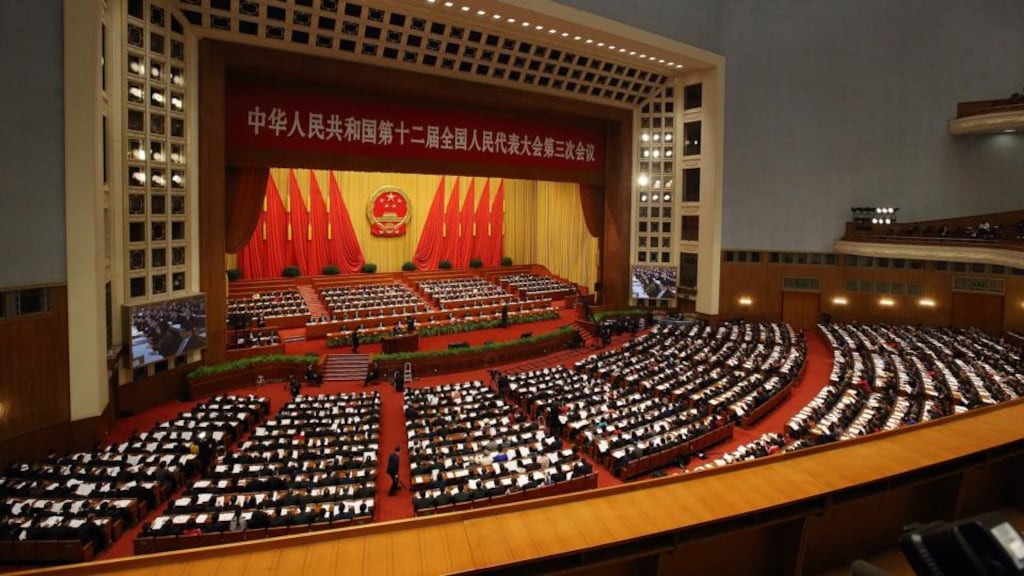The 12th National People’s Congress (NPC) at the Great Hall of the People in Beijing, China recently. The NPC, the annual gathering of senior Communist Party cadres from all over China to listen to the leadership’s plans for the next 12 months, was a more muted affair than in previous years, but it gave valuable signals as to what kind of business environment Irish companies can expect in future. Photograph: Tomohiro Ohsumi/Bloomberg