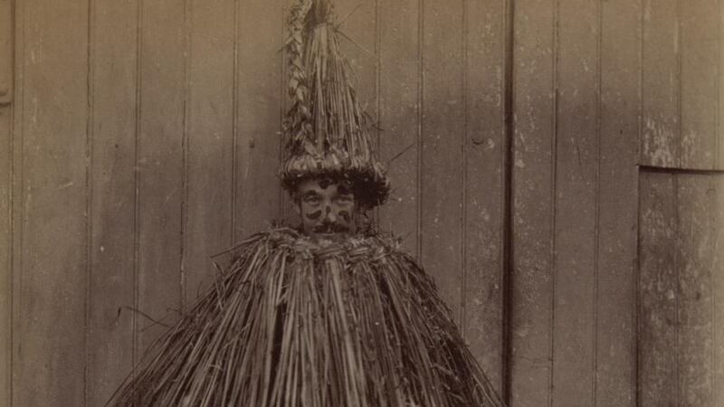 A ‘straw-boy’ dressed for wedding celebrations