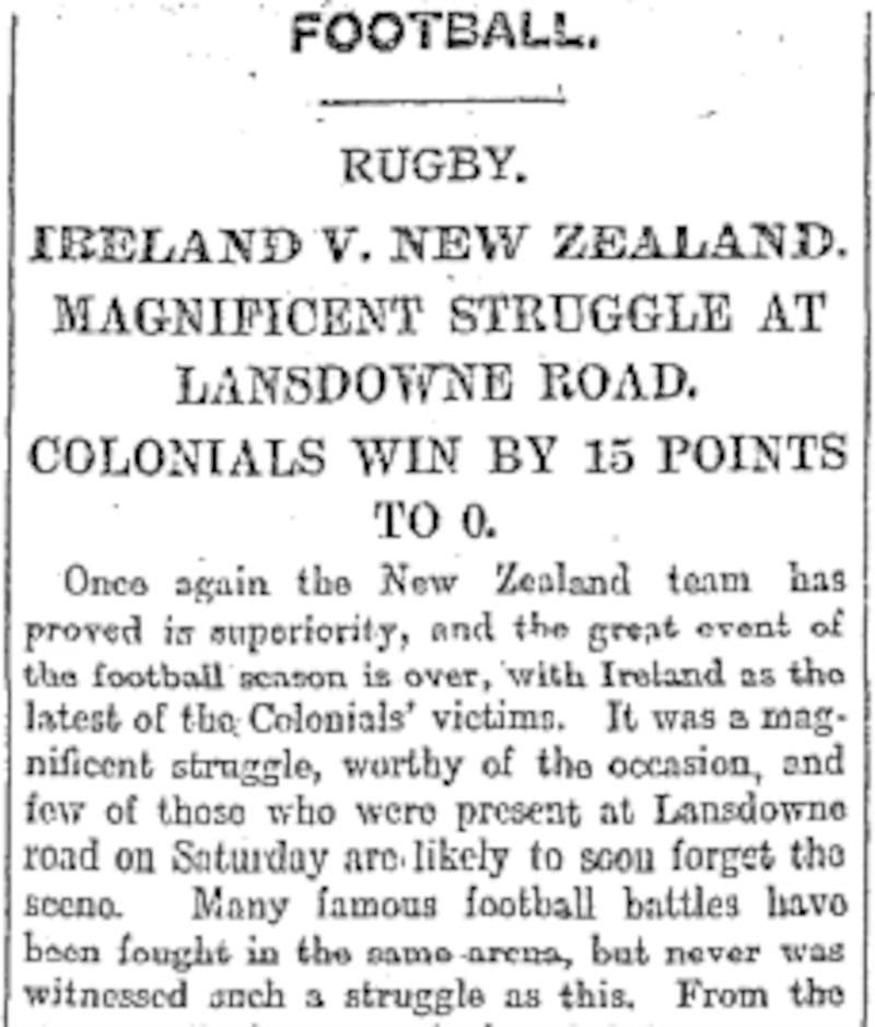 The match report in The Irish Times on Monday November 27th. Photo: Irish Times archive