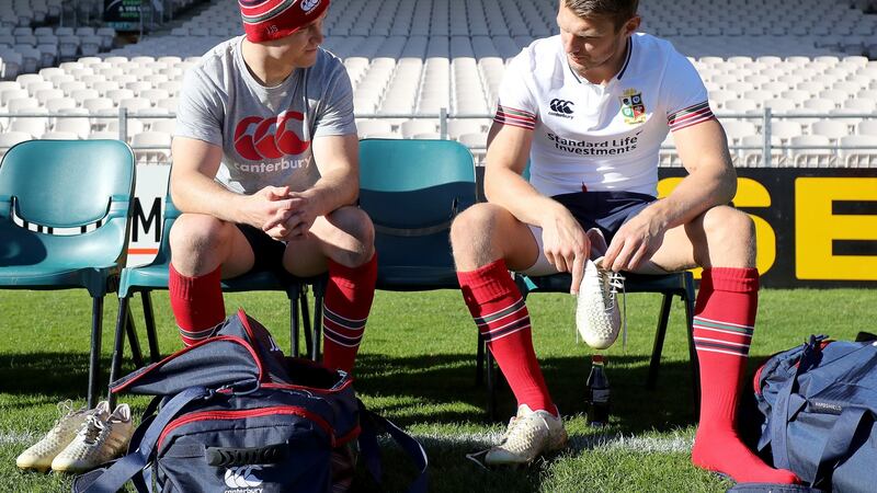 Johnny Sexton and Dan Biggar during the  British & Irish Lions tour To New Zealand in 2017. Photograph: Dan Sheridan/Inpho