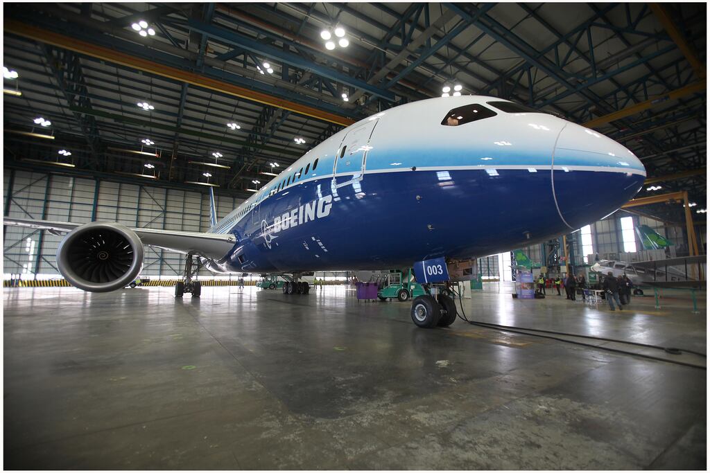The Boeing 787 photographed in the hanger at Dublin Airport. Photograph: Brenda Fitzsimons/Irish Times