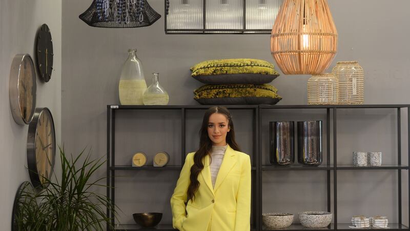 Yellow jacket €200 and trousers €100 from French Connection modelled by Amira Himbur. Photograph: Alan Betson