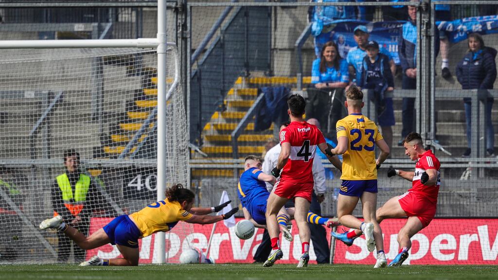 GAA Football All-Ireland Senior Championship Quarter Final, Croke Park, Dublin 25/6/2022
Derry vs Clare
Derry's Shane McGuigan scores a goal
Mandatory Credit ©INPHO/Evan Treacy