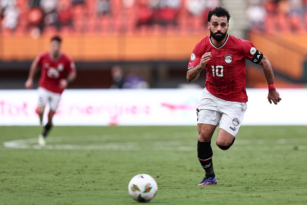 Egypt's forward Mohamed Salah runs with the ball during the Africa Cup of Nations group B match against Mozambique at the Felix Houphouet-Boigny Stadium in Abidjan. Photograph: Franck Fife/AFP via Getty Images