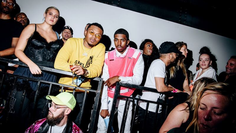 Stella Duval (L) and Christian Combs at the Savage X Fenty show at the Brooklyn Navy Yard. Photograph: Nina Westervelt/The New York Times