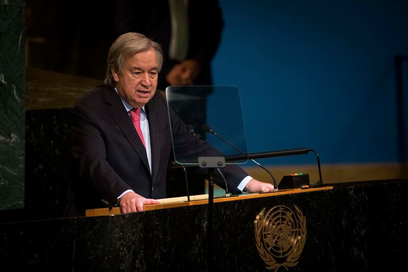UN secretary general Antonio Guterres outlined an 'acceleration agenda' whereby wealthy countries immediately hit the fast-forward button on their deadlines to get to global net zero by 2050. Photograph: Dave Sander/New York Times