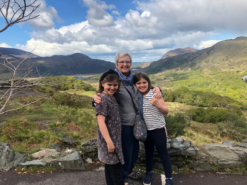 Joya, Ann and Priya take in theoutrageously beautiful backdrop at Ladies View, near Killarney, one of the most photographed places in Ireland.