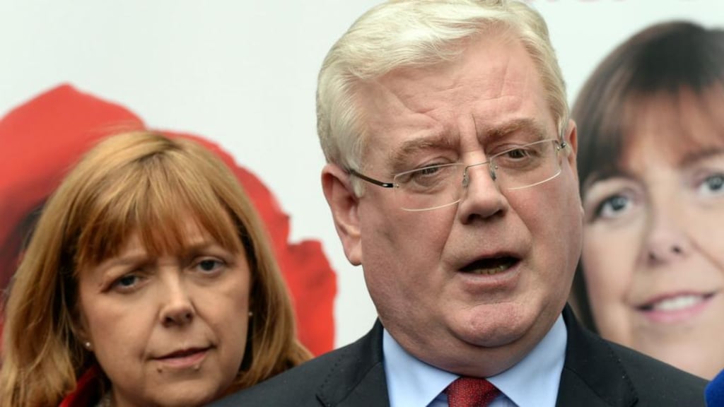Eamon Gilmore (with Emer Costello): ‘Any water charging should be based on usage so that households can have an incentive to conserve water but also can have a way of being able to reduce their bill.’ Photograph: Cyril Byrne