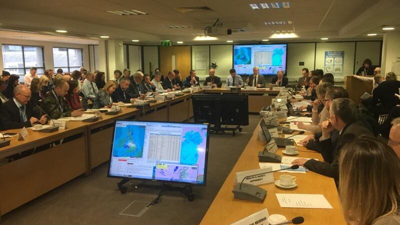 The National Emergency Co-ordination Group for Severe Weather meeting on Tuesday morning. Photograph: @emergencyIE