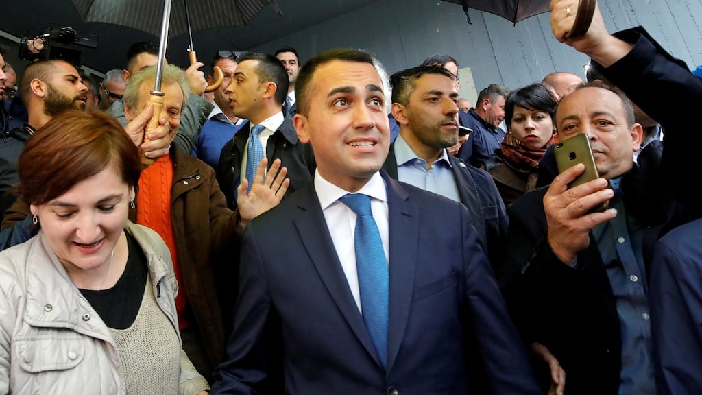 Luigi Di Maio (32) called for the ballot after Five Star took just 17 per cent of the vote at Sunday’s European election. Photograph: Ciro de Luca/Reuters