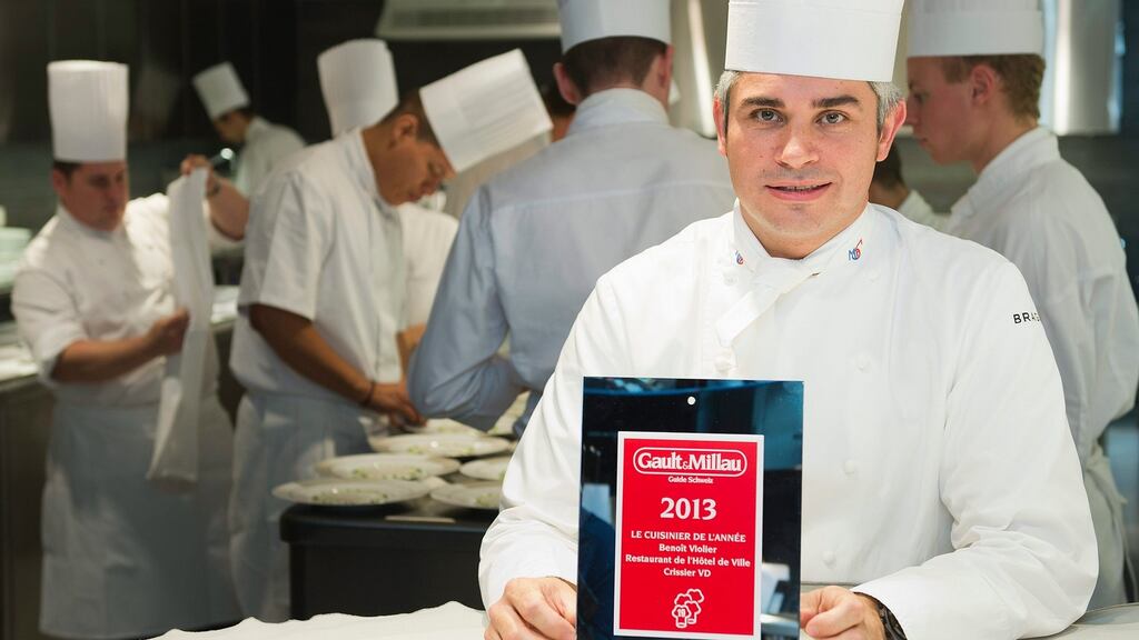 French-Swiss chef Benoît Violier in the Restaurant de l’Hotel de Ville Crissier. In the picture Violier presented the “Cuisinier de l’annee 2013” by the Swiss edition of the Gault Millau. Photograph: Jean-Christophe Bott: EPA