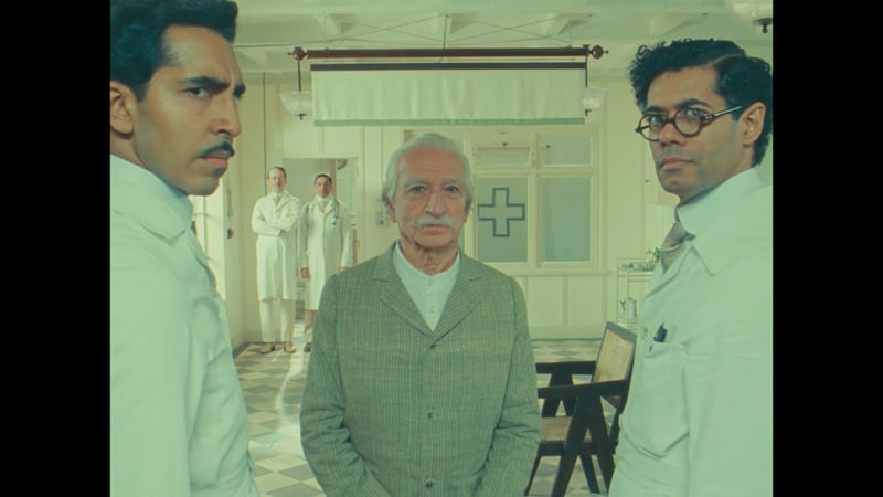 Dev Patel (left) as Dr Chatterjee, Ben Kingsley (centre) as Imdad Khan and Richard Ayoade (right) as Dr Marshall in Roald Dahl's The Wonderful Story of Henry Sugar. Photograph: Netflix