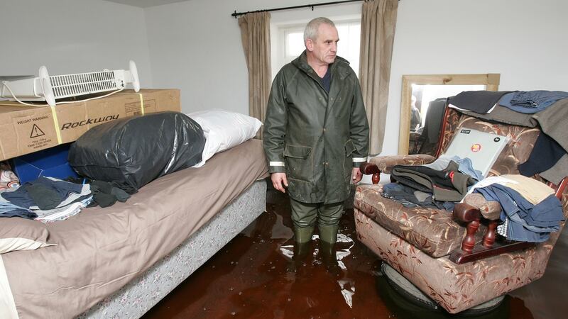 Paddy Towey of Shannon Harbour in Birr Co Offaly in his flooded house. Photograph: Alan Betson
