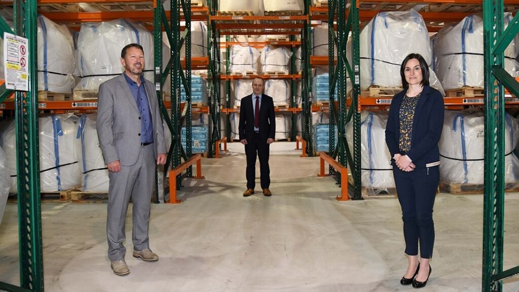 Ger Webb, sales manager (left) with Carbon Group, pictured with Deirdre Kennedy, HR manager, and Brian Walsh, managing director.