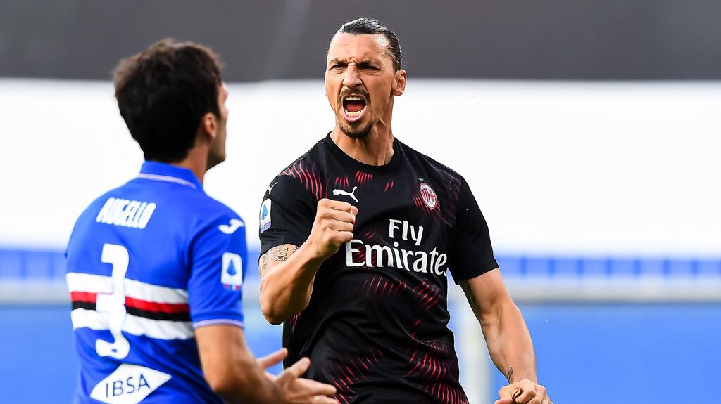 Zlatan Ibrahimovic is reportedly on the verge of signing a contract extension with Milan. Photograph: Paolo Rattini/Getty