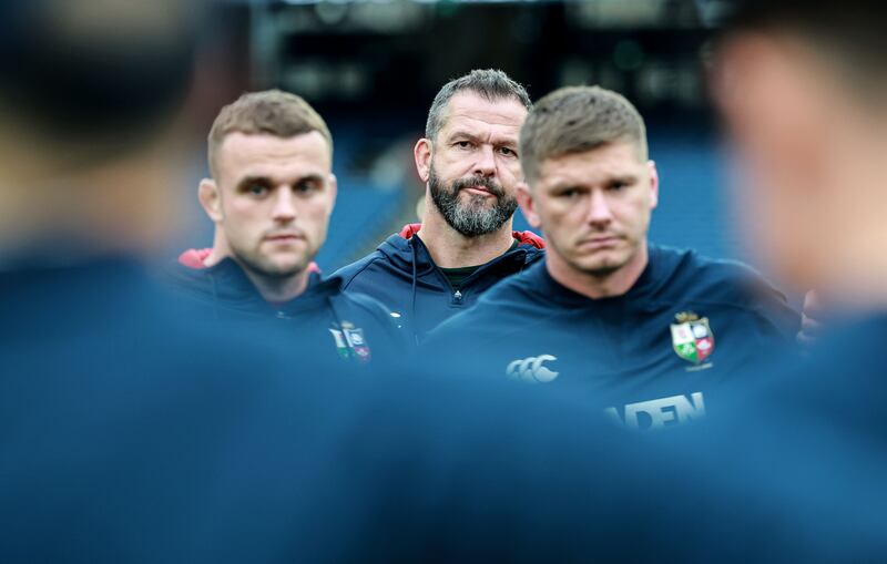 Lions head coach Andy Farrell and his son Owen Farrell (right) during preparation for the second Test against Australia in Melbourne in July.
Photograph: Dan Sheridan/Inpho