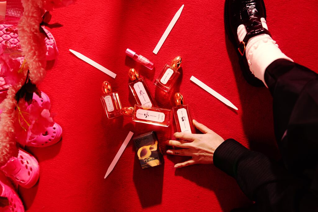 Perfume bottles at an exhibit at the Museum of Sex in New York. 'It’s pretentious, verging on ludicrous, but there’s also something unusually vulnerable about perfume reviews.' Photograph: Justin J Wee/New York Times