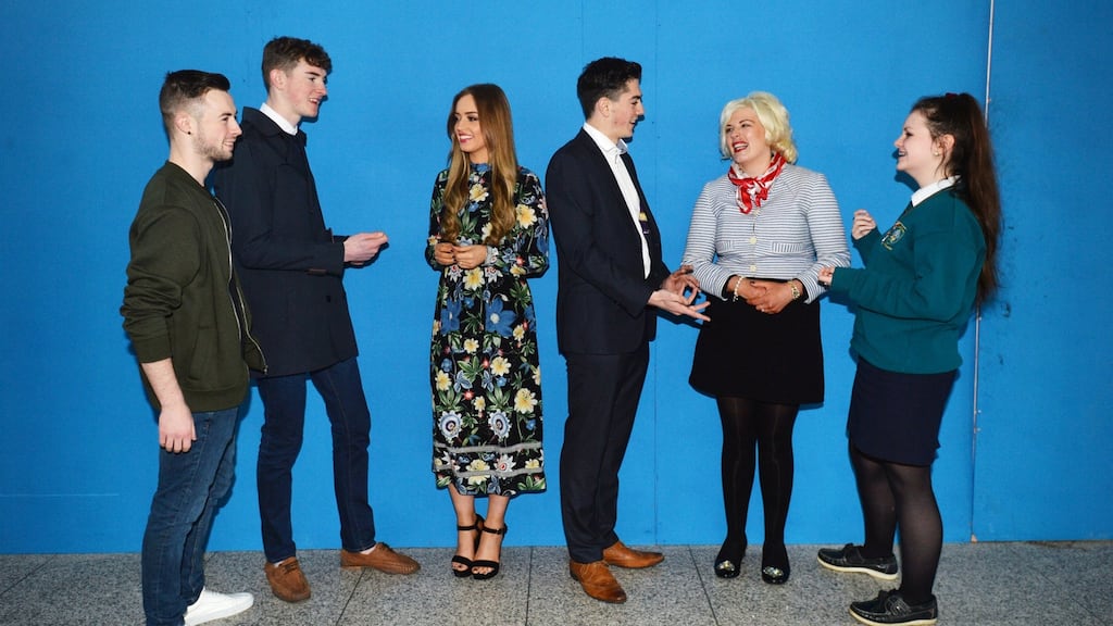 Members of the Young Social Innovators Youth Panel and advocates, from left, Jason Yeates, Aaron Brazil, Diana Bunici, TV presenter Jack Dooley, Kirsty Real and Nicole Greenan at the launch of a new partnership between Ulster Bank and Young Social Innovators. Photograph: Alan Betson/The Irish Times