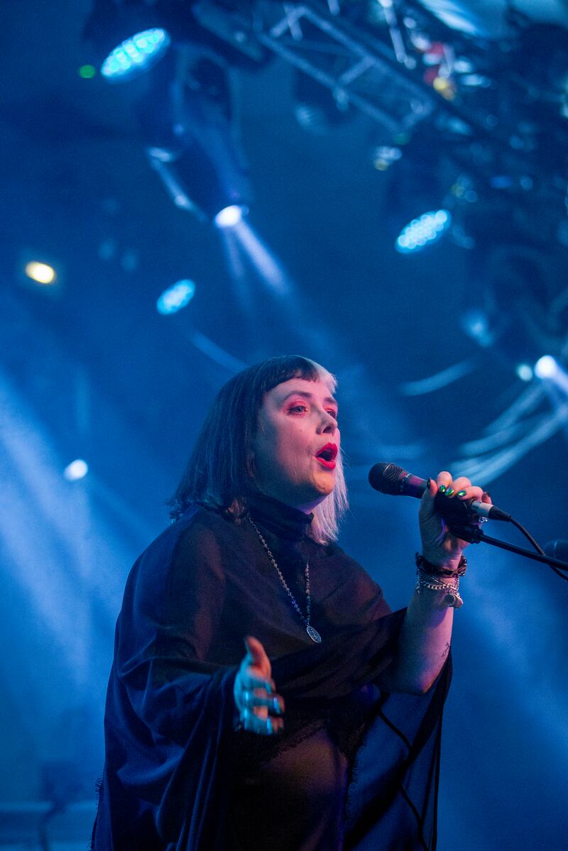 Rachel Goswell of Slowdive performs on stage at The National Stadium,Dublin. Photograph: Tom Honan/The Irish Times