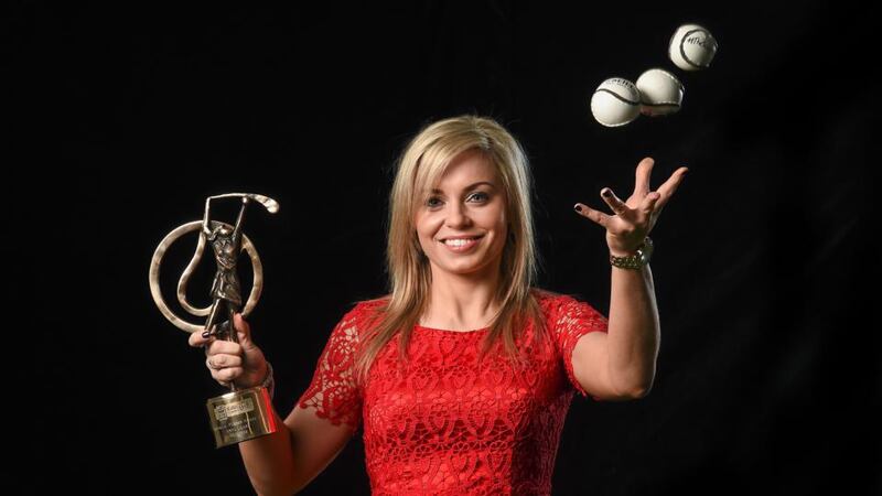 Cork and Milford player Anna Geary after receiving the AIB Munster club camogie award, with her club Milford. Photograph: Sportsfile