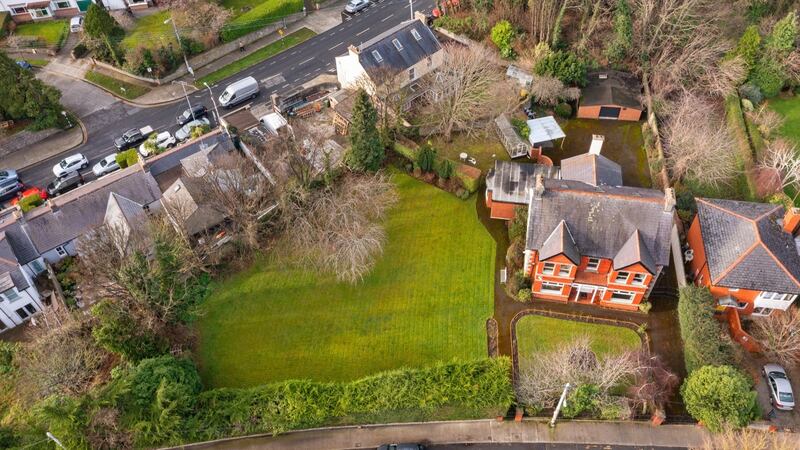 An aerial view of the extensive grounds, where there is a lapsed planning permission for two new houses