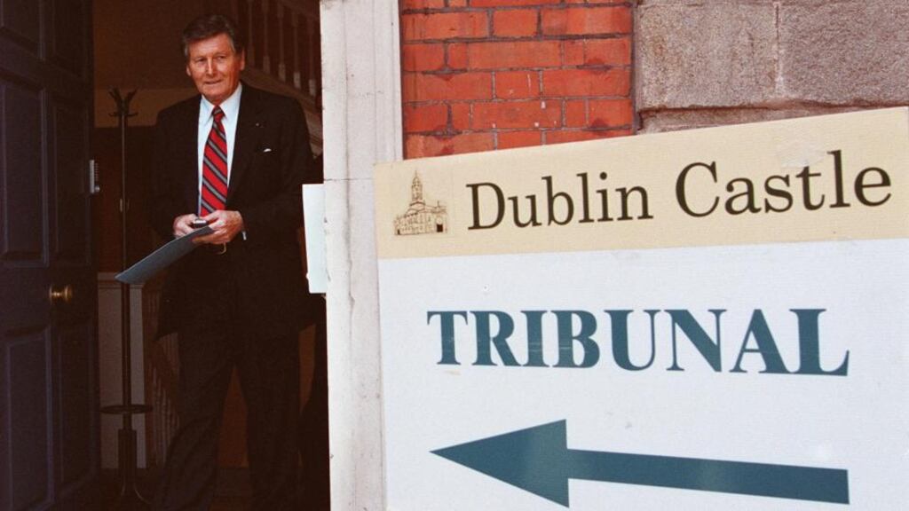 Michael Smurfit leaving the Moriarty tribunal: “Tribunal reports are extremely flawed”, he says. “A finding is considered to be de rigueur law, but it is not. It is one man’s opinion of what he thinks has happened.”