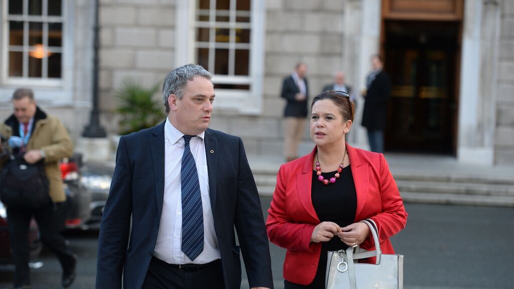 Sinn Féin duputy leader Mary Lou McDonald with Aengus Ó Snodaigh at Leinster House
