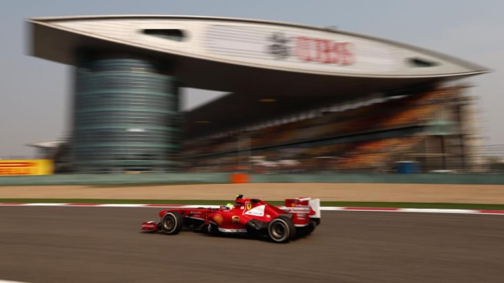 Felipe Massa of Ferrari sets the pace during practice for the Chinese Grand Prix. Photograph: Clive Mason/Getty Images