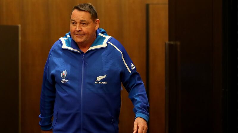New Zealand head coach Steve Hansen arrives for a press conference in Tokyo on Sunday. Photograph: Hannah Peters/Getty Images