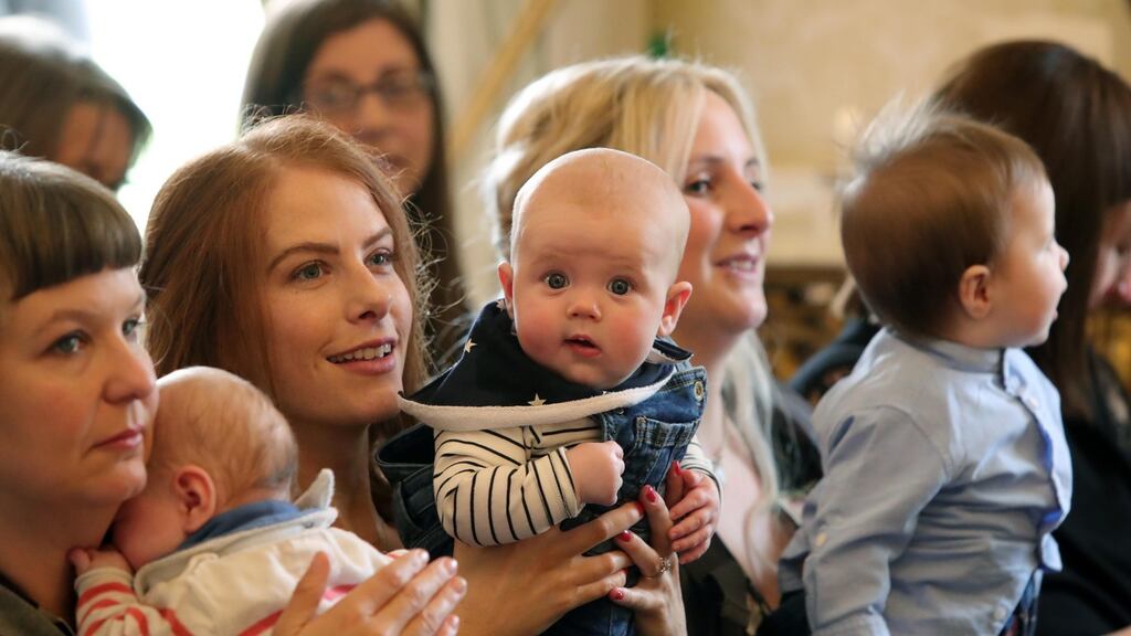 Noah Morley Robinson (16 months) and his mother, Aisling Robinson pictured at Áras an Uachtaráin where Sabina Higgins hosted a “Latching On” morning on Monday. Photograph: Colin Keegan/Collins Dublin.