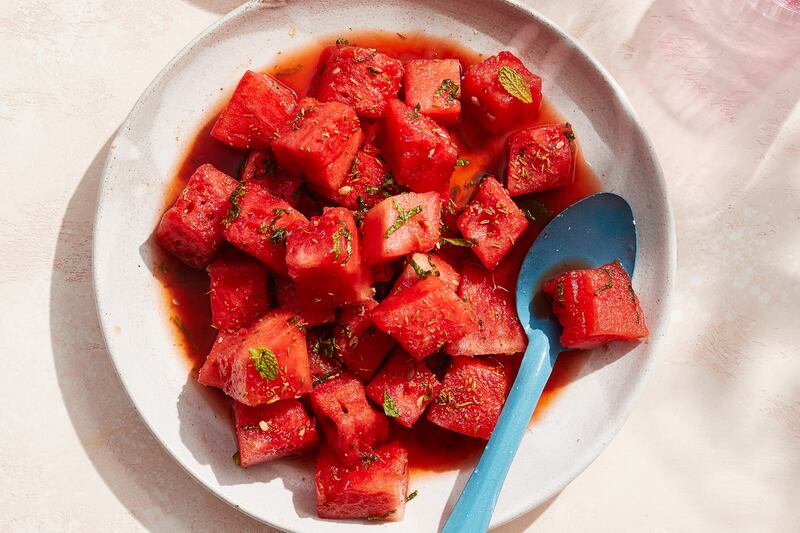 Melon that needs a flavor boost can be prepared many ways, including sprinkling with salt flakes or chaat. Photograph: Christopher Simpson/The New York Times