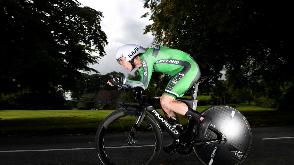 Eddie Dunbar during the UCI Road World Championships in 2019: racing cyclist says his training has gone perfectly ahead of the Olympics road race. Photograph: Justin Setterfield/Getty Images