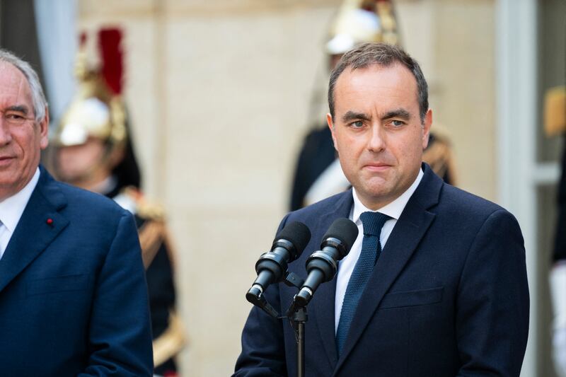 Sebastien Lécornu, France's new prime minister at the Hotel Matignon in Paris on Wednesday. Photograph: Magali Cohen/Hans Lucas/AFP via Getty Images