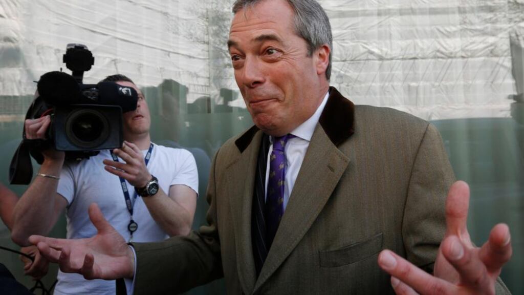 UK Independence Party leader Nigel Farage in London yesterday. Mr Farage said the local election results boded well for the Westminster election. Photograph: Olivia Harris/Reuters