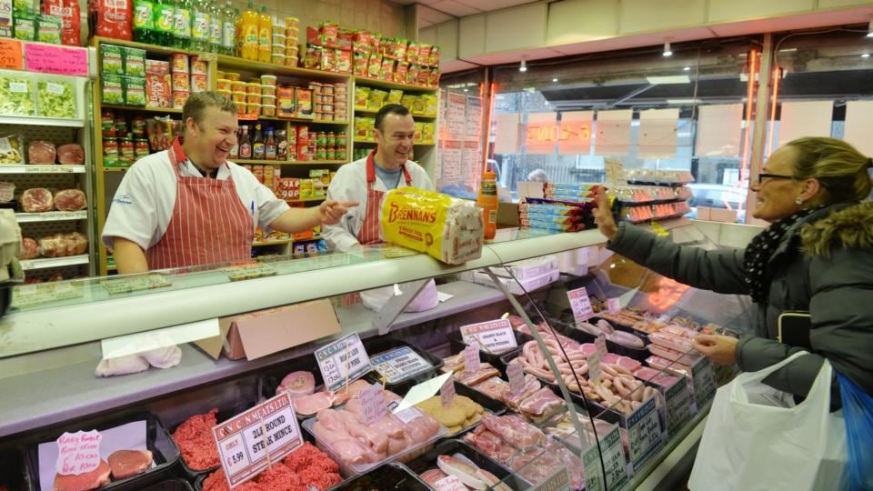 Butcher Michael Martin, left, at Tony Martin & Sons. Photograph: Alan Betson