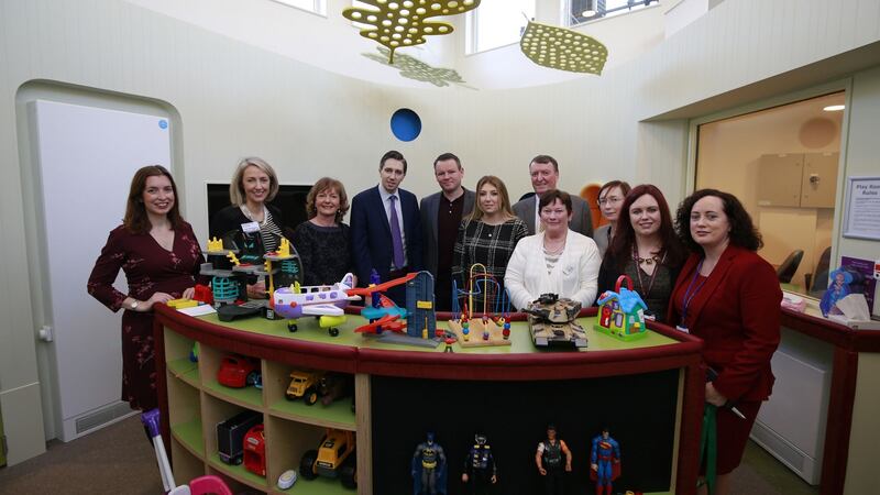 Health Minister Simon Harris with parents at the opening of the new play area for children and an adolescent’s at St. Luke’s Hospital, Rathgar, Dublin. Photograph Nick Bradshaw