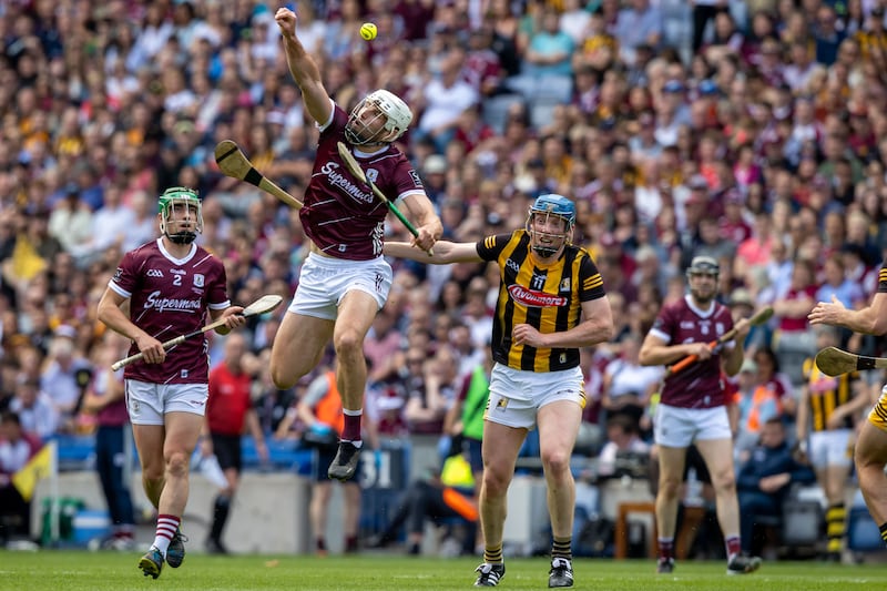 Galway’s Gearóid McInerney in action against Kilkenny's John Donnelly during the Leinster final. There’s no way McInerney will be dragged out of full-back against Tipperary the way he was in that game. Photograph: Morgan Treacy/Inpho