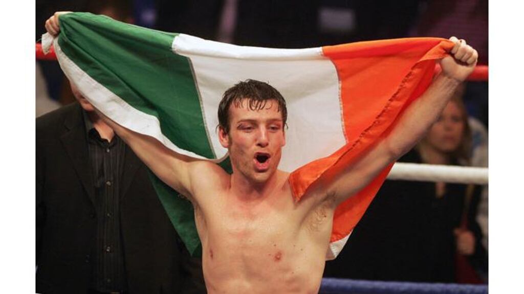 John Duddy celebrates his win over Howard Eastman at the King’s Hall in Belfast back in 2007. Photograph: James Crombie/Inpho