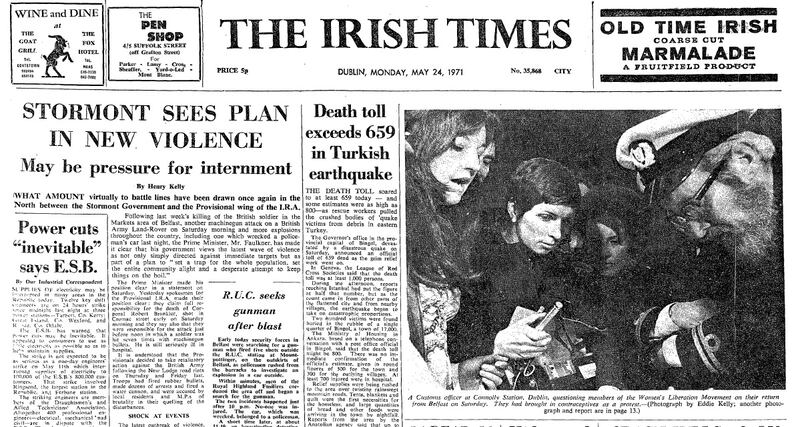 The 'contraceptive train' featured on the front page of The Irish Times of May 24th, 1971