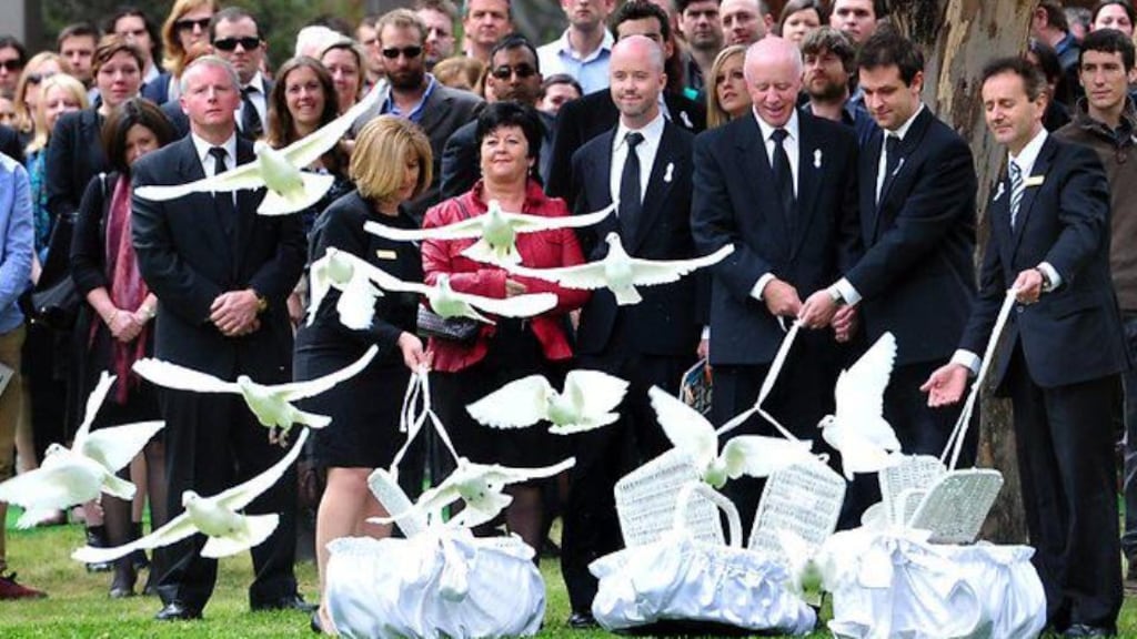 Jill Meagher’s family at her funeral. Photograph: RIP Jill Meagher Facebook page