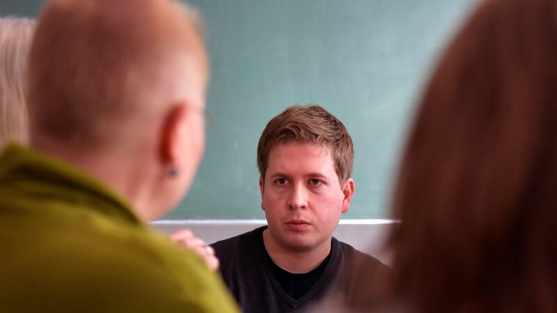 The SPD’s youth organisation “Jusos” chairman Kevin Kuehnert: still talking about his revolt against another grand coalition. Photograph: Matthias Rietschel/EPA