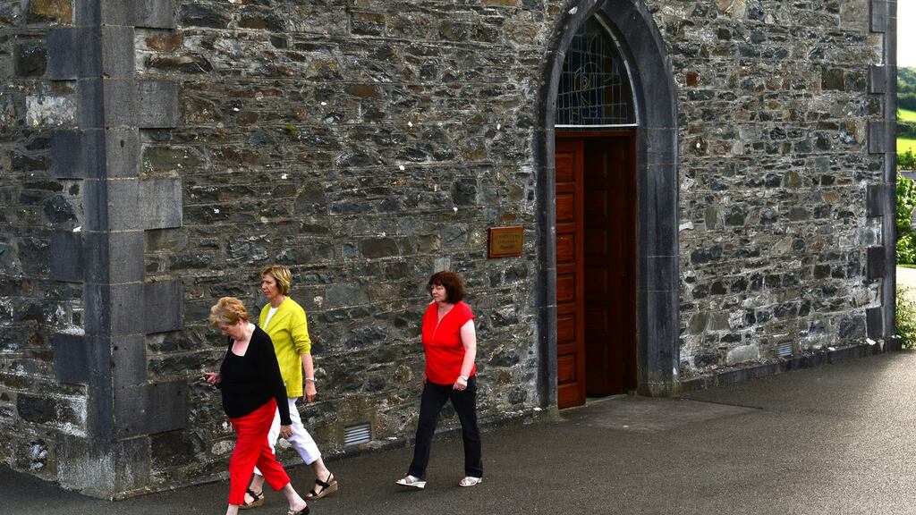 People leaving St Mary’s Church, Castlerahan, Ballyjamesduff, Co Cavan. Photograph: Dara Mac Dónaill/The Irish Times