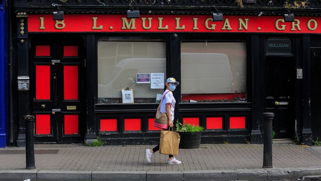 All non-essential retail outlets are currently closed under Level 5 restrictions and pubs and restaurants can only offer takeaway services. Photograph: Gareth Chaney/Collins
