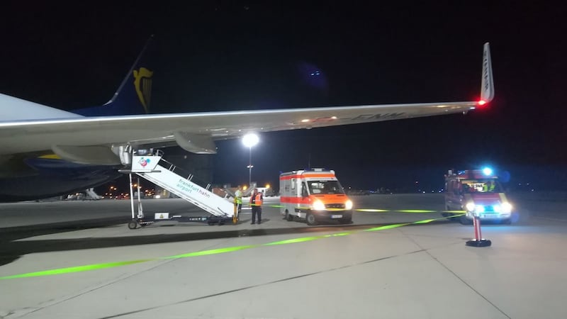 Conor Brennan suffered a severe build up of fluid behind his ears after the emergency landing of this plane at Frankfurt airport. Photograph: Conor Brennan