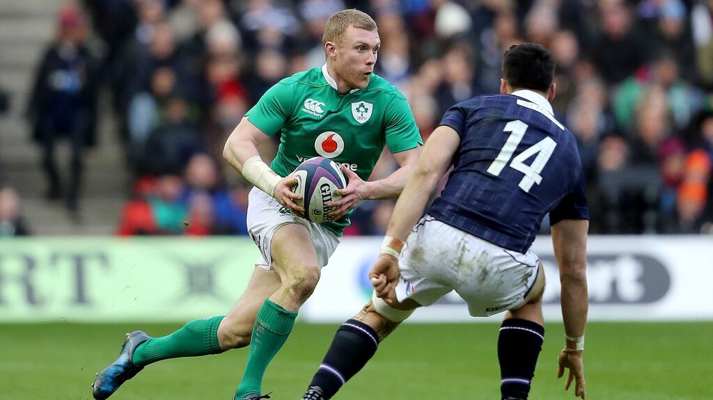 Keith Earls in action during Ireland’s disappointing defeat to Scotland in the opening Six Nations match at Murrayfield. Photograph: Inpho