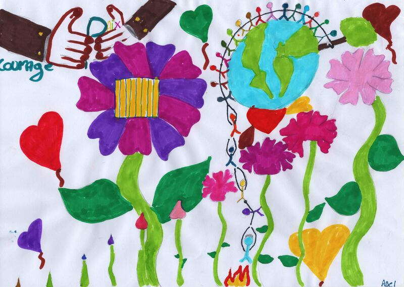 A picture painted for Bernard Phelan by Roland Bonello’s 12-year-old nephew Abel. Phelan’s fellow prisoners asked him to leave it on the wall in their cell when he was freed on May 12th.