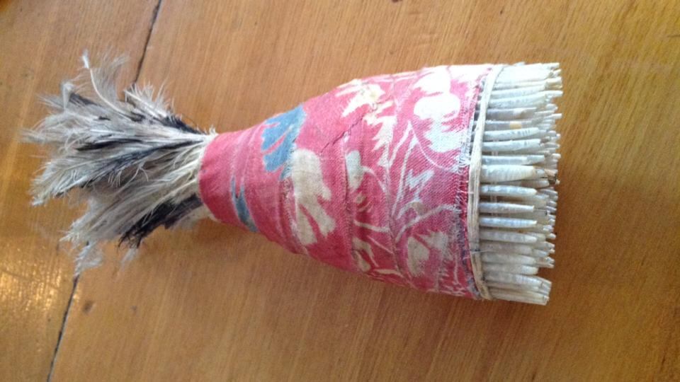 Fuchsia Dunlop’s stamp to make patterns on naan bread: ‘I bought it from a baker in Kashgar about 10 years ago. The modern ones are wooden things with nails in them but this is a traditional one made from chicken feathers with ribbons of cloth to separate them’